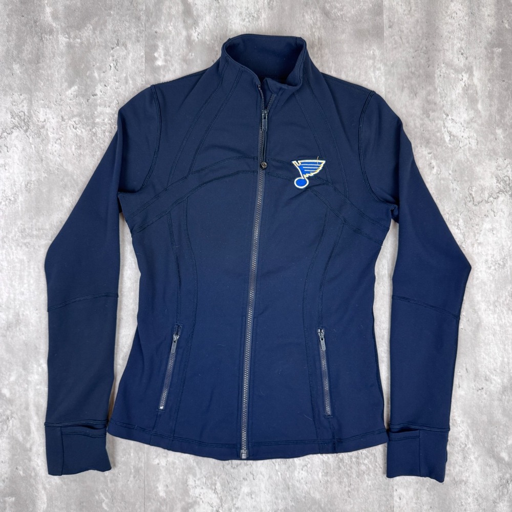 Lululemon‎ Define Jacket Womens 10 Blue Full Zip Pockets Logo Activewear Yoga